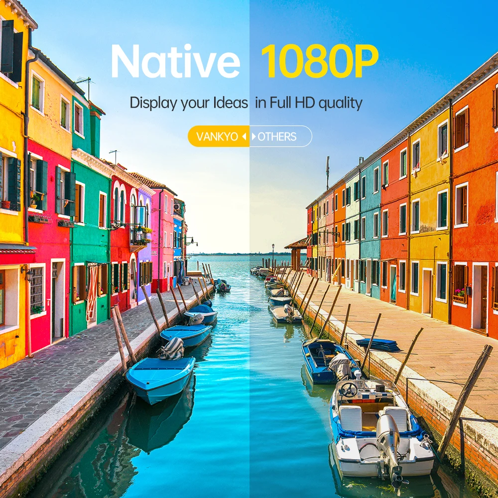 Мини-проектор VANKYO 1080P для отдыха 530 Вт Full HD светодиодный Wi-Fi поддержка 4K