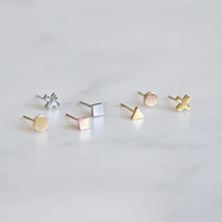 jujie 316l stainless steel geometric earrings for women 2021 small delicate triangle cross round heart stud earring jewellery