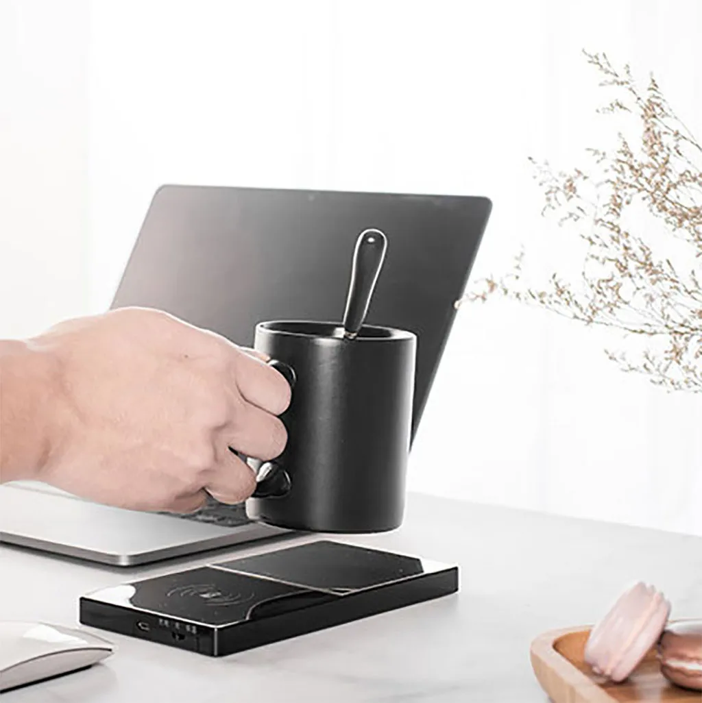 2 в 1 Беспроводной Зарядное устройство подогрева чашек горячая электрическая