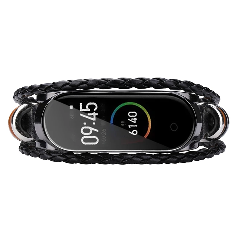 Ремешок для часов Xiaomi Mi Band 4 браслет из натуральной кожи в стиле ретро с