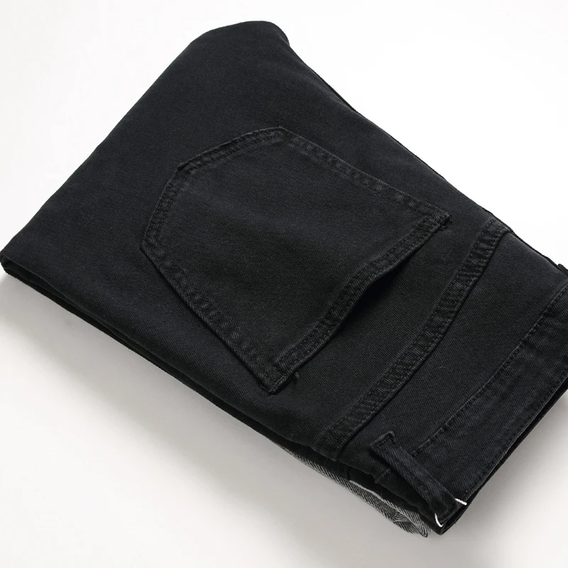 

2021 Foreign Trade Cross Border New Men's Hole Coated White Stretch Jeans Black Slim Casual Men's Pants Fashion