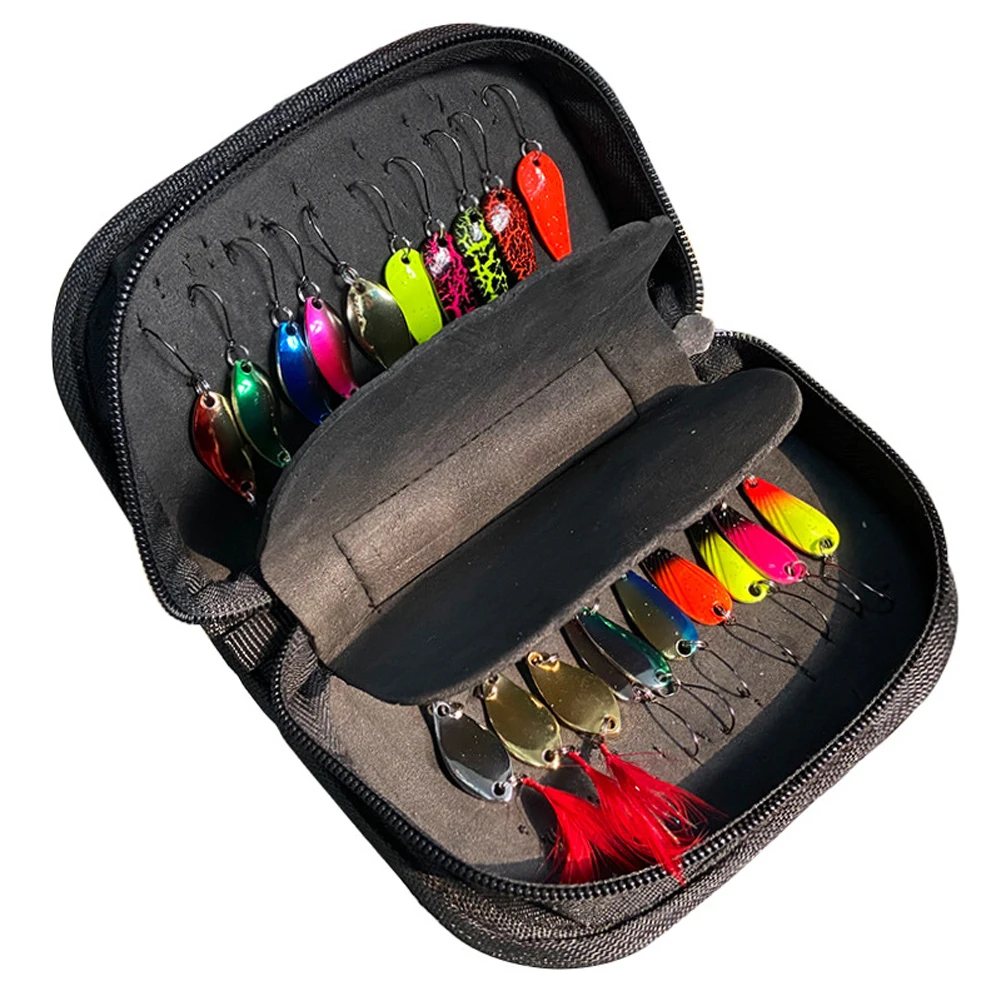 

20pcs Portable Fishing Simulated Bait Set Fly Sequins Fishing Lure Spinner Spoon Bait with EVA Foam Container Bag