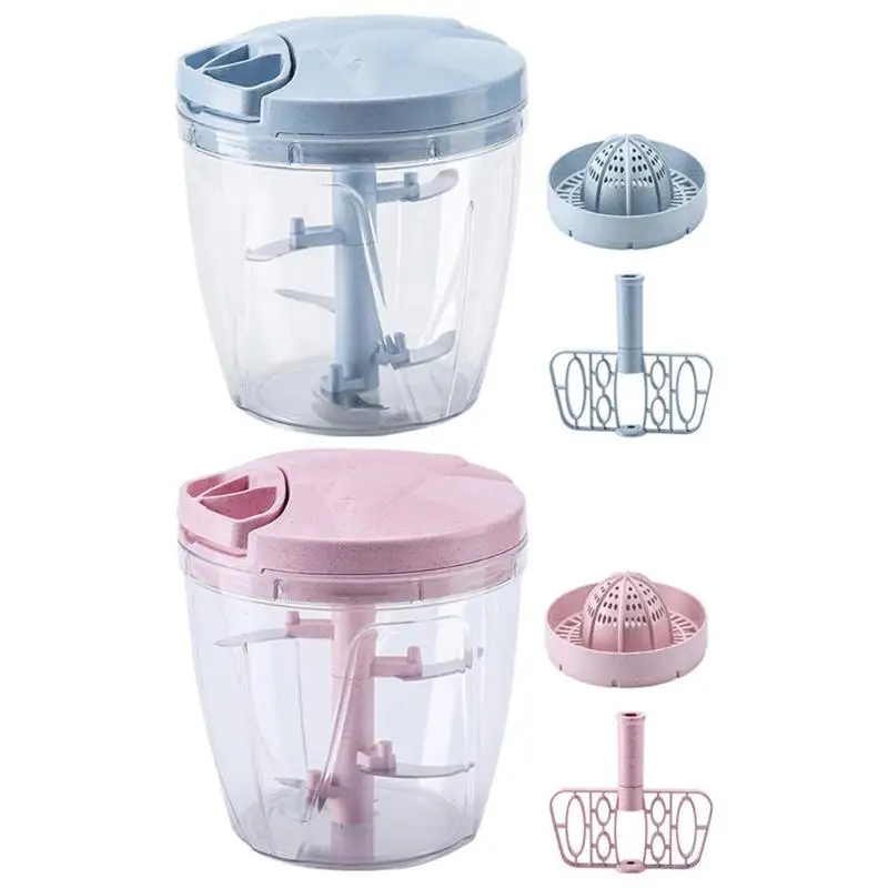 

2 in 1 Portable 5 Blades Manual Meat Grinder Fruit Vegetable Shredder Slicer Food Chopper Mincer Mixer Blender Manual Juicer