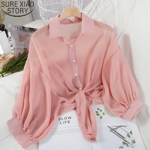 2021 новые летние блузы с короткими рукавами Мода для женщин, топы с рисунком для девочек шифоновая одежда размера плюс милое женское платье с v-образным вырезом, женские топы D630 30