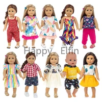 happy elfin 2021 newest design summer doll dress suitable for 18 inch 45cm doll accessory doll clothes for doll toy best selling