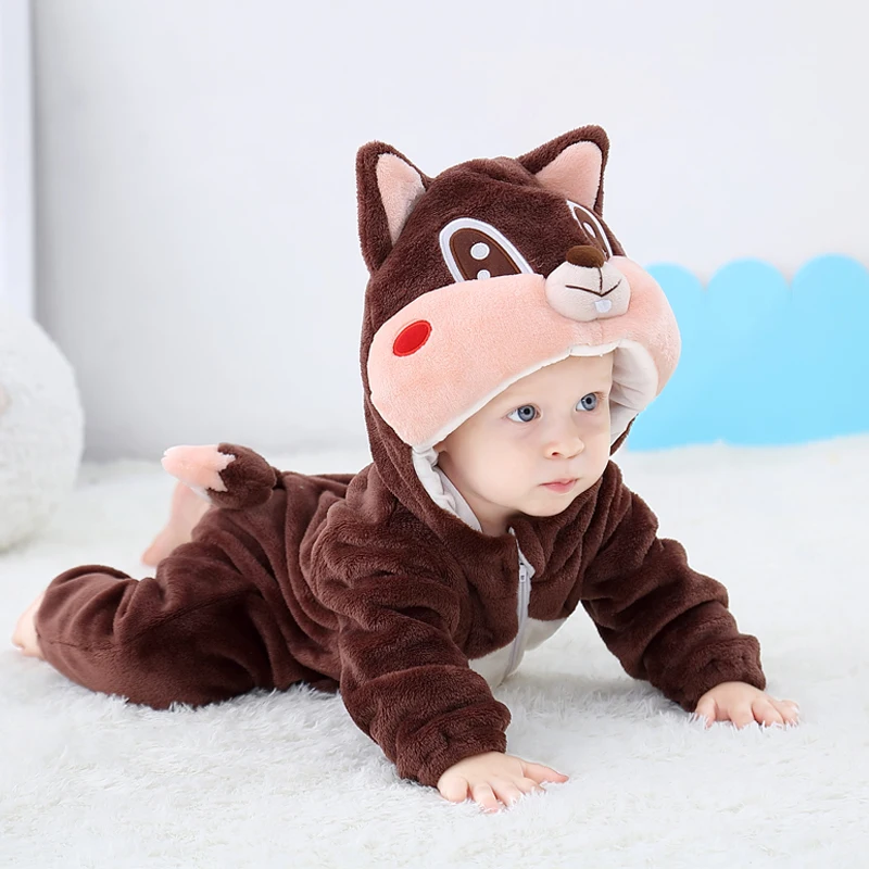 Squirrel Детский комбинезон с пандой Одежда для новорожденных для маленьких мальчиков и девочек детский комбинезон, Одежда для новорожденных детей, зимний комбинезон одежда для малышей комплекты для малышей Пижама со строчной нашивкой; - Цвет: Squirrel