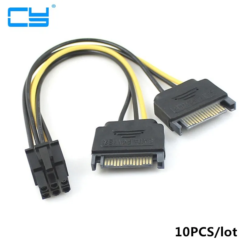 10 шт./лот двойной два SATA 15-контактный разъем M к PCI-e Express карты 6-контактный женский