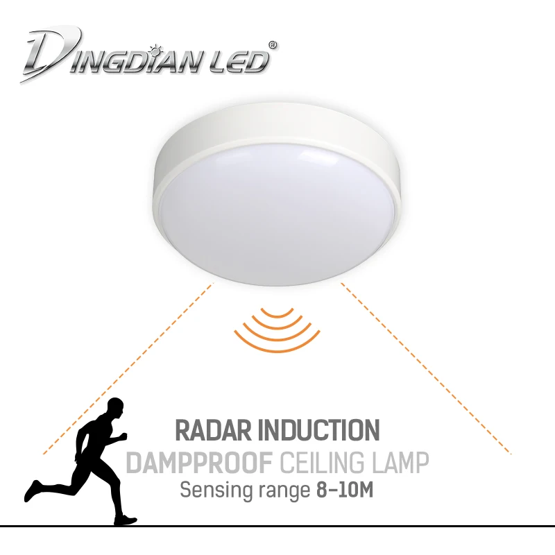 DINGDIAN светодиодный 20 Вт AC85-265V светодиодный потолочный светильник умный радар индукция Легкая установка дневного света водонепроницаемый для коридор ванной свет
