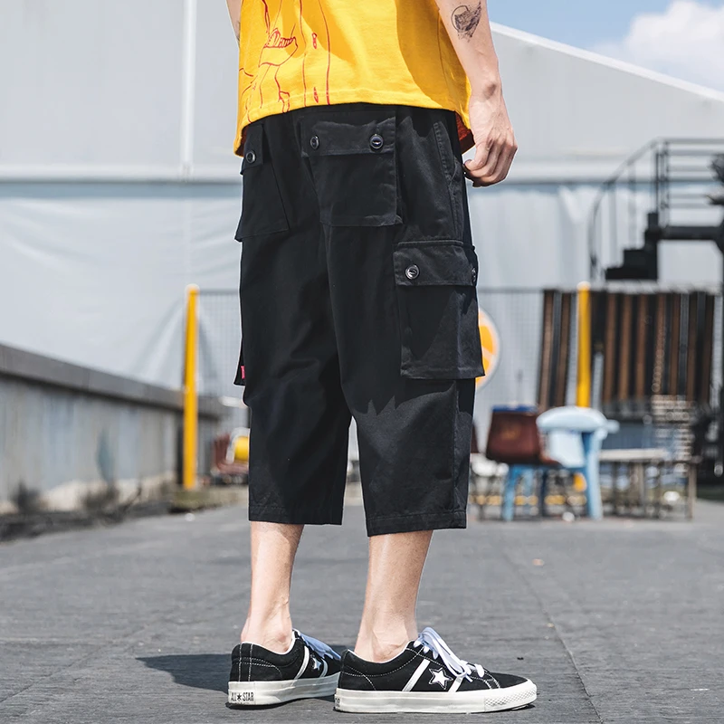 

2021 summer new cropped pants men's fashion trend high quality shorts loose large size casual street overalls men's clothing