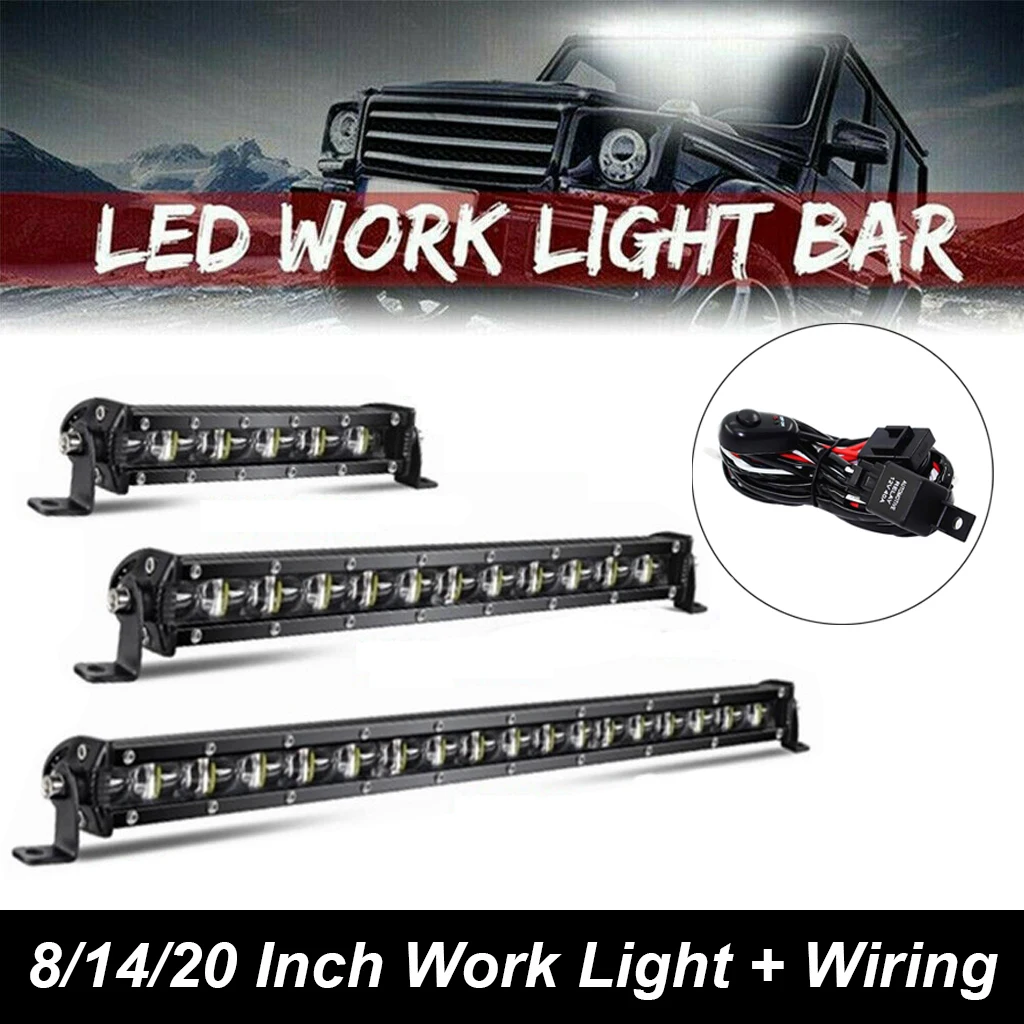 

8'' 14'' 20'' Inch Flood Spot 12V 24V Ultra Slim LED Light Bar/Work Light Driving Fog Lamp Car Jeep Truck Off Road 4x4 ATV 4WD