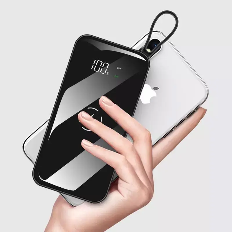 30000 мАч QI Беспроводное зарядное устройство power Bank для iPhone8 X Max samsung Внешний аккумулятор с двумя usb-портами зарядное устройство беспроводной внешний аккумулятор - Цвет: Черный