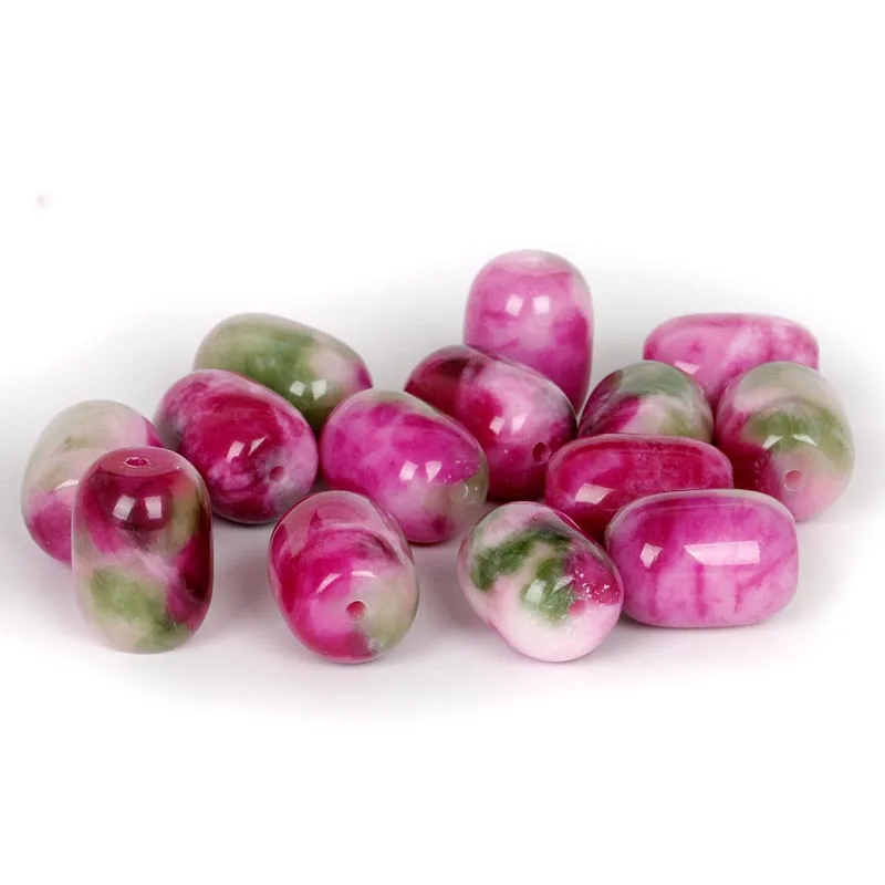 

15 piece new peach blossom stone jade bucket bead drum waist beads jewelry