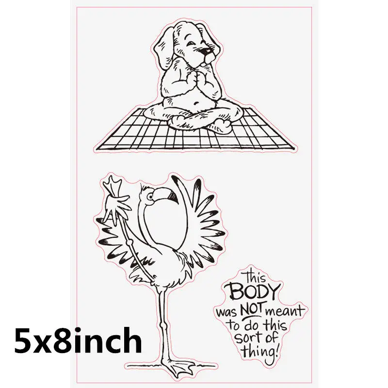 

2020 Hot Animals Yoga New 6x7inch Transparent Silicone Clear Stamp For Scrapbooking DIY Craft Decoration Soft Stamp
