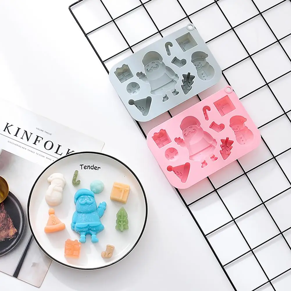 

Christmas DIY Baking Mould Cute Snowman Santa Claus Shaped Cake Mold Non Stick Chocolate Biscuit Silicone Mold Baking Tools