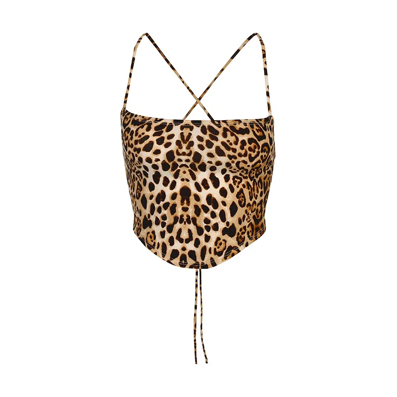 

Sexy Leopard Summer Women's Clothing Tanks & Camis Pink Y2K Top Basic Crop Top Woman Indie Aesthetic Blouses Femme Cropped Vest