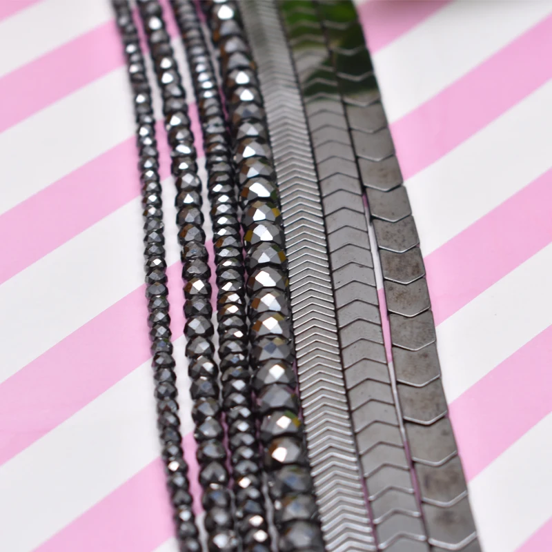 Специальные квадратные черные гематитовые бусины из натурального камня плоские