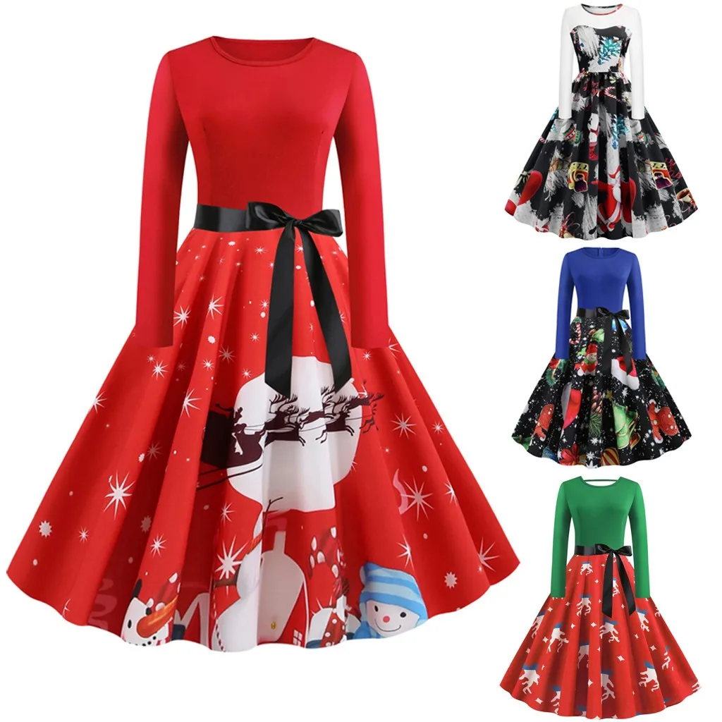 Осеннее женское рождественское платье новогоднее винтажное с рождественским