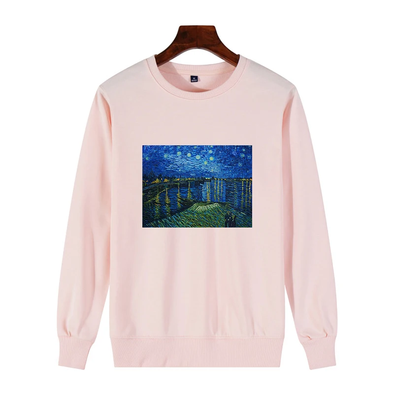 Kpop модные толстовки Van Gogh Art масляная краска Harajuku Michelangelo Ulzzang винтажная Толстовка с длинным рукавом Женская негабаритная Толстовка