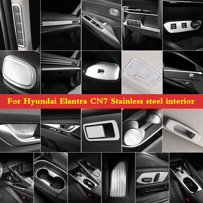 

For Hyundai Elantra CN7 2020 2021 stainless steel Matte silver Window Armrest Switch Button Knob Panel Car Styling Accessories