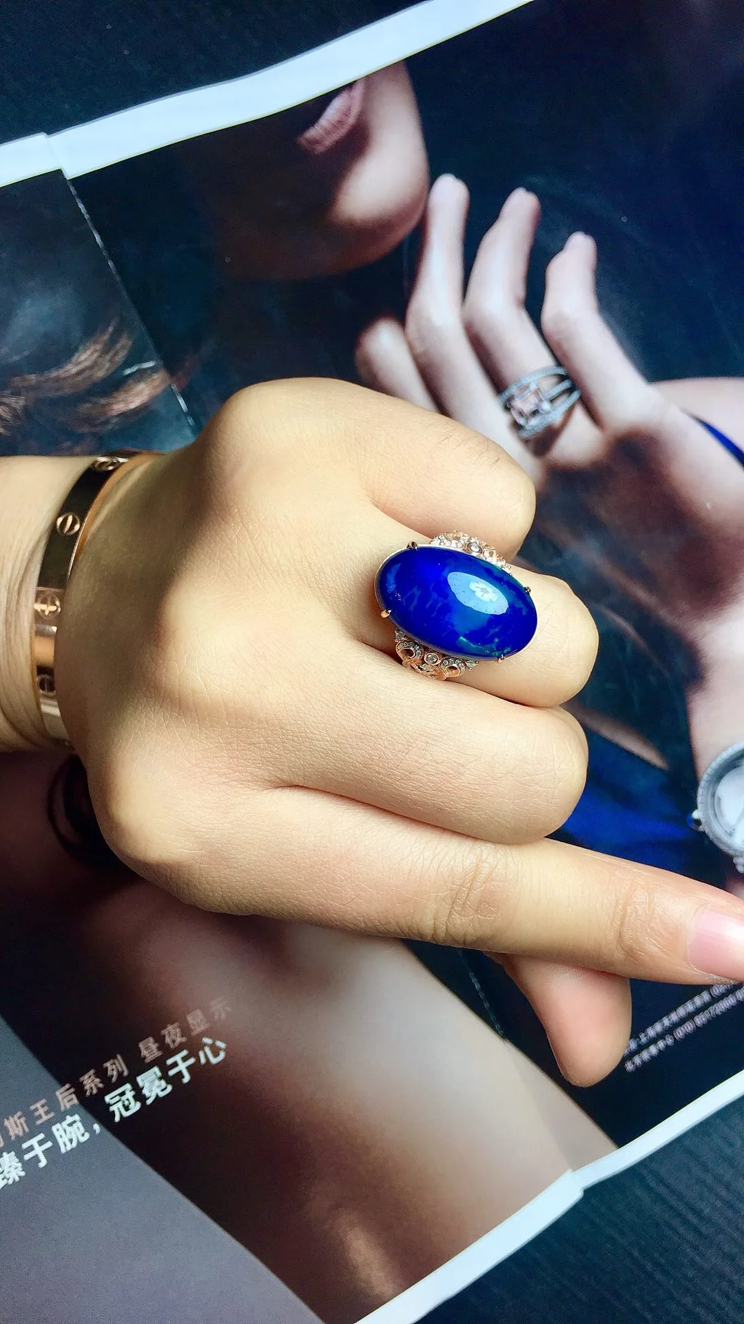 Женское кольцо с опалом роскошные кольца унисекс натуральным голубым 18 К желтое