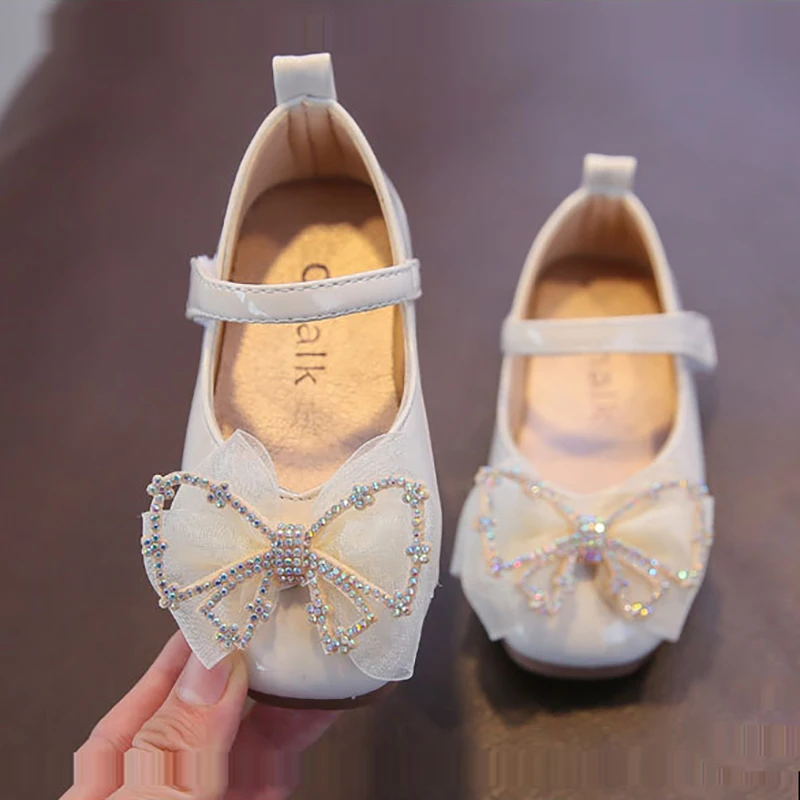 Newborn Mary Janes Princess Leather Shoes For Kids Girls Toddler Baby Rhinestone White Red Party Wedding Dress 2022 |