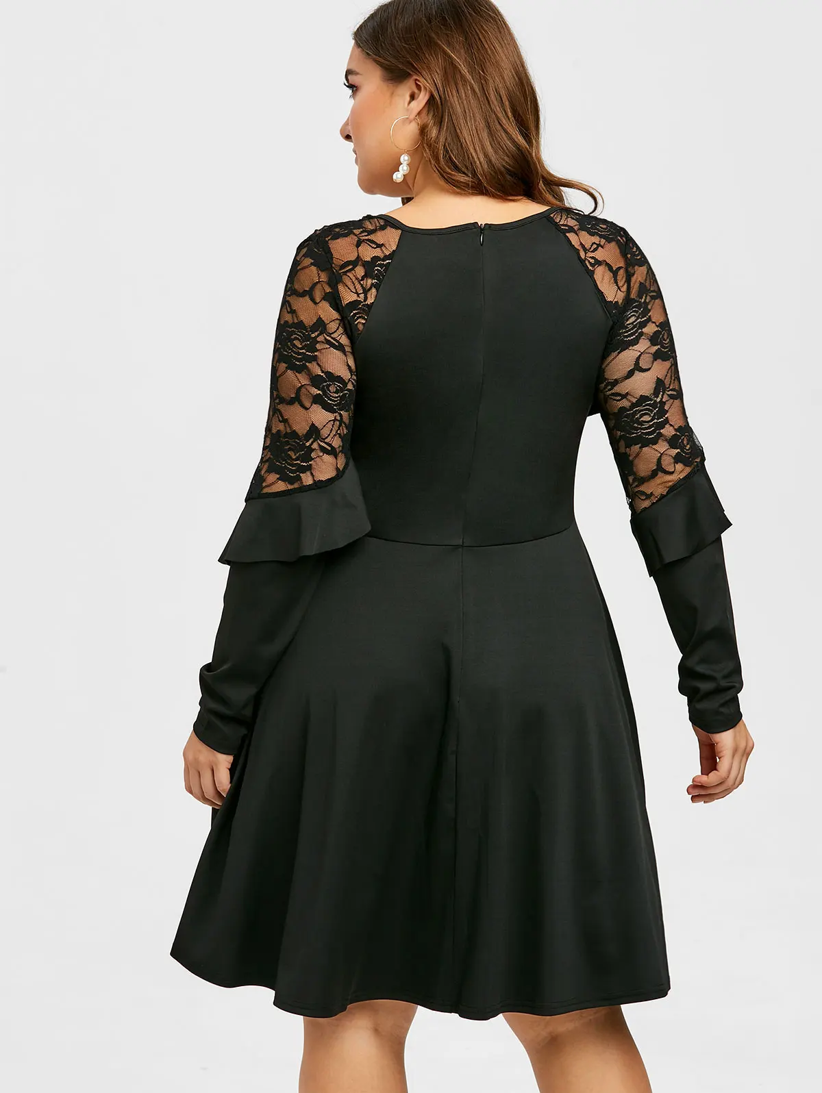 ROSEGAL размера плюс кружевное мини платье с высокой талией а силуэт женское длинным