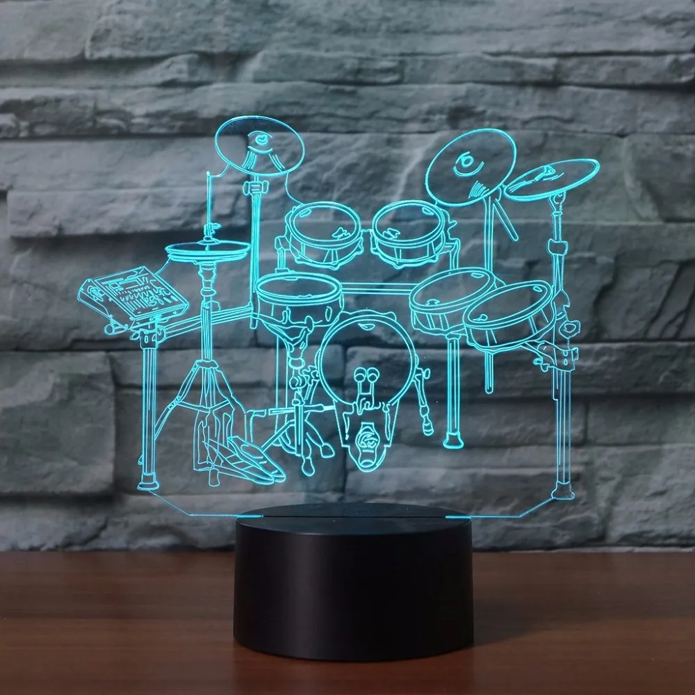Красочные рок барабанами комплект Акриловый 3d светодиодный светильник