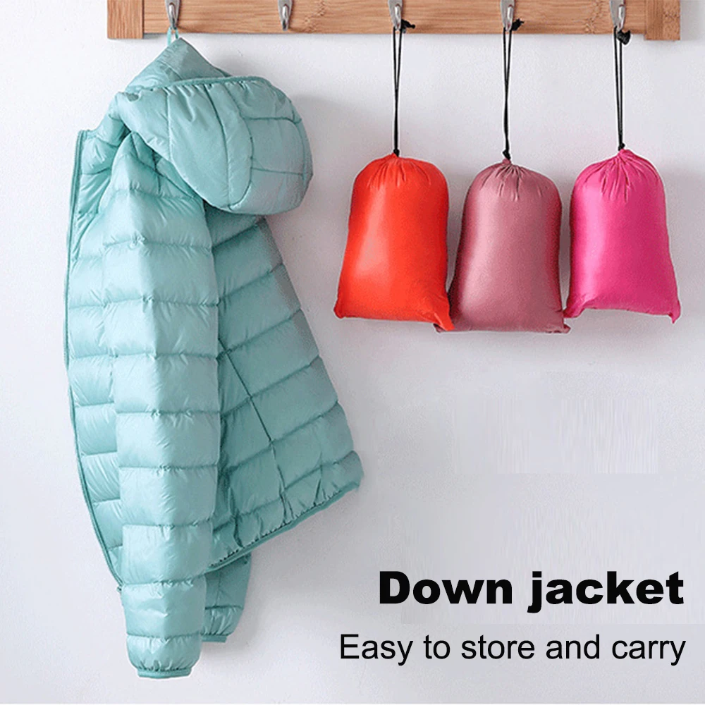 

Winter oversize Women's Ultralight Thin Down Jacket White Duck Down Hooded Jackets Long Sleeve Warm Coat Parka Female Outwear