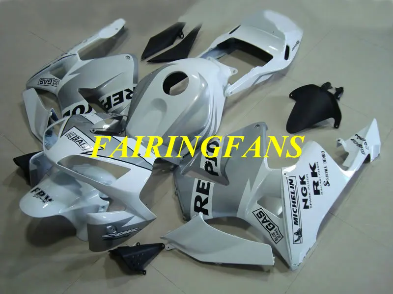 Обтекатель комплект для HONDA CBR600RR F5 03 04 CBR 600 RR 2003 2004 ABS белого и серебристого цвета