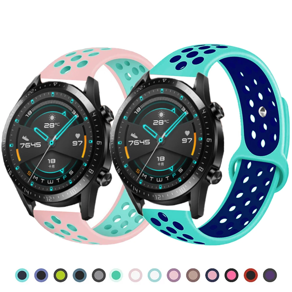 

Ремешок силиконовый для смарт-часов Huawei GT/2/2E/Pro, браслет для Samsung galaxy watch 46 мм 42 мм active 2 gear s3/amazfit, 20/22 мм