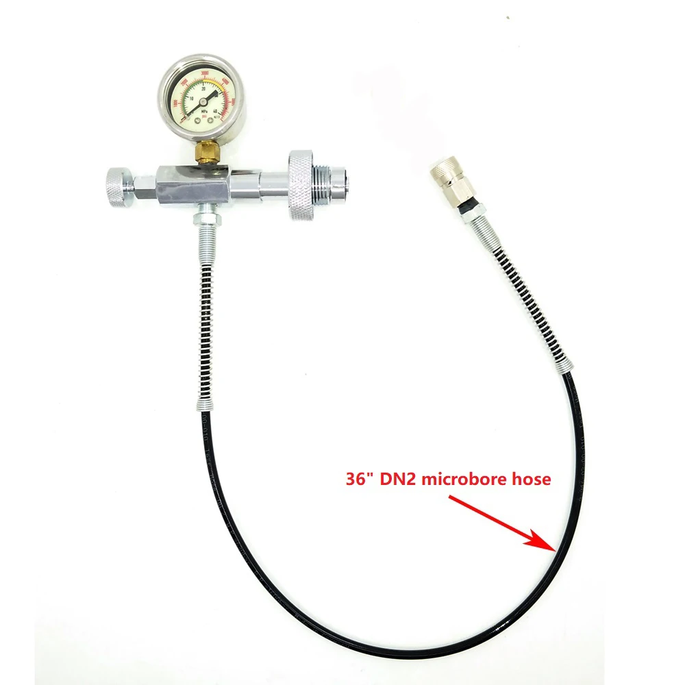 Пейнтбол PCP заполняющая станция 300 бар/4500psi Din наполнение зарядки адаптер с 2" /36" DN2 микроотверстие шланг - Цвет: with 36 inch hose