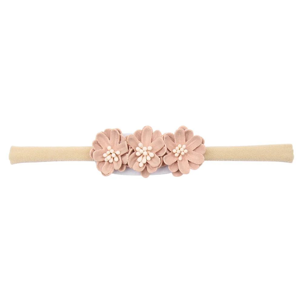 30 IBOWS Hair Accessories Lovely Baby Headband Fake Flower Nylon Hair Bands For Kids Artificial Floral Elastic Head Bands Headwear - Цвет: 30