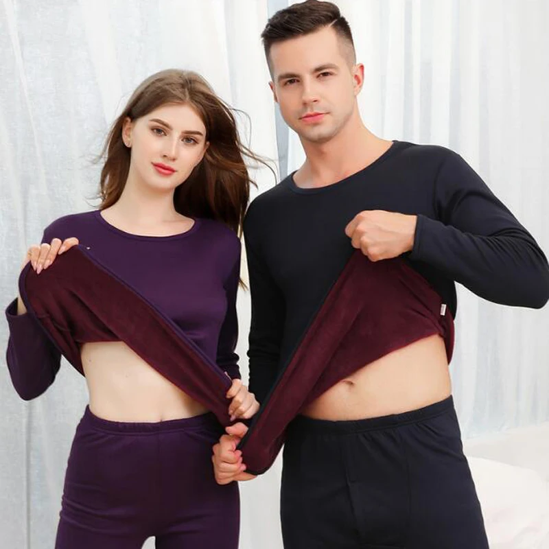 Вельветовое плотное теплое термобелье набор подштанников для мужчин и женщин