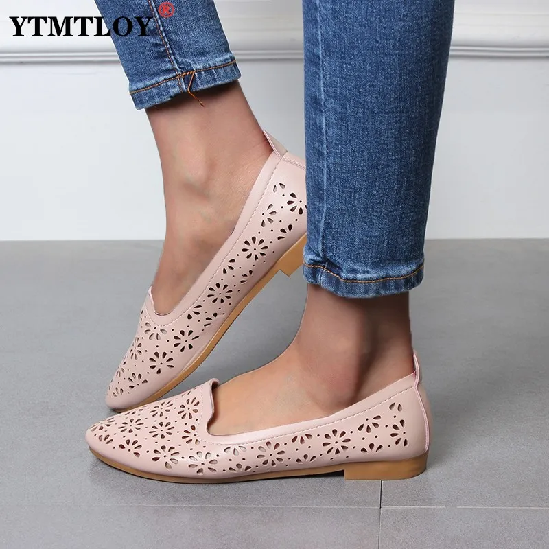 

Hollow Single Women New Summer Breathable Single Shoes Shallow Mouth Casual Peas Shoes Zapatos De Mujer Mary Janes Cute