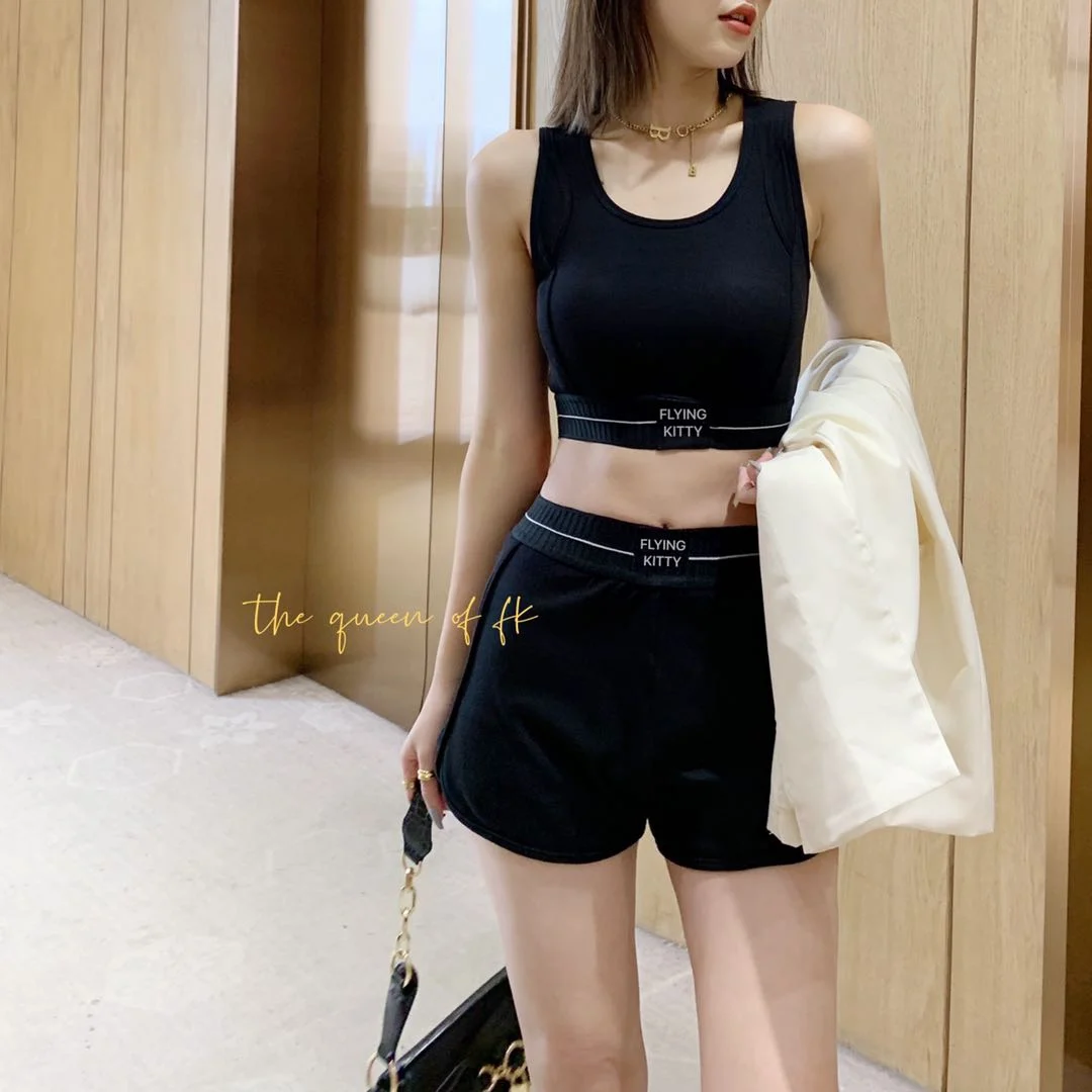 

Women's Sports Shorts Yoga Set Workout Bra High Waist Running Vest Drawstring Hot Pants Sports Set Training Gym suit