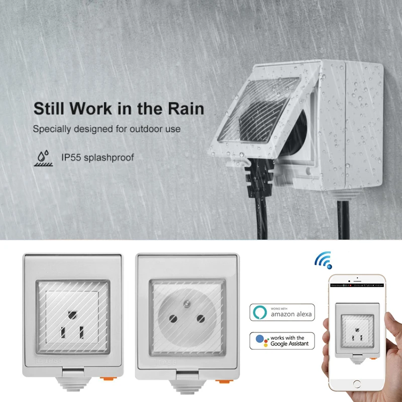 

Смарт-розетка SONOFF S55, водонепроницаемая IP55, Wi-Fi, с таймером