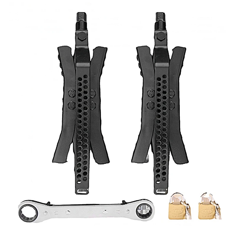 

2 Packs Wheel Chock Stabilizer for RV Travel Trailer Tires, for Locking Tandem Wheels When Parked on Uneven Surfaces