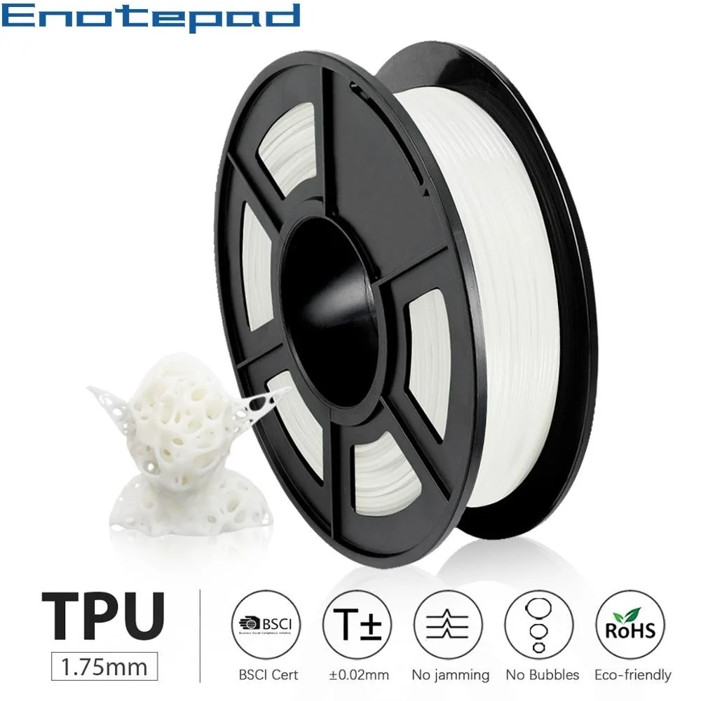 

Enotepad 3D Printer Filament 0.5KG 1.75mm TPU Пластик Для 3д Принтера Flexible High Quality Non-toxic Material For Creation