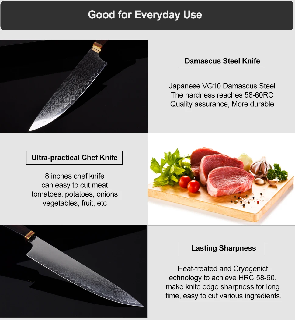 Кухонный нож шеф-повара Gyuto, японский нож VG10, дамасская сталь, кухонные ножи, ручная работа, кованые разделочные ножи, нарезка, приготовление фарша, 46