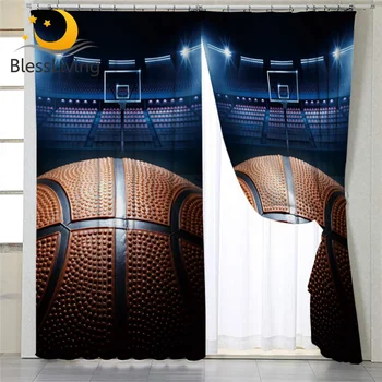 BlessLiving Basketball Grommet Curtain Boys Sports Themed Window Drapes 3D Print Blackout Living Room Curtains 107x160cm 1-Piece 1