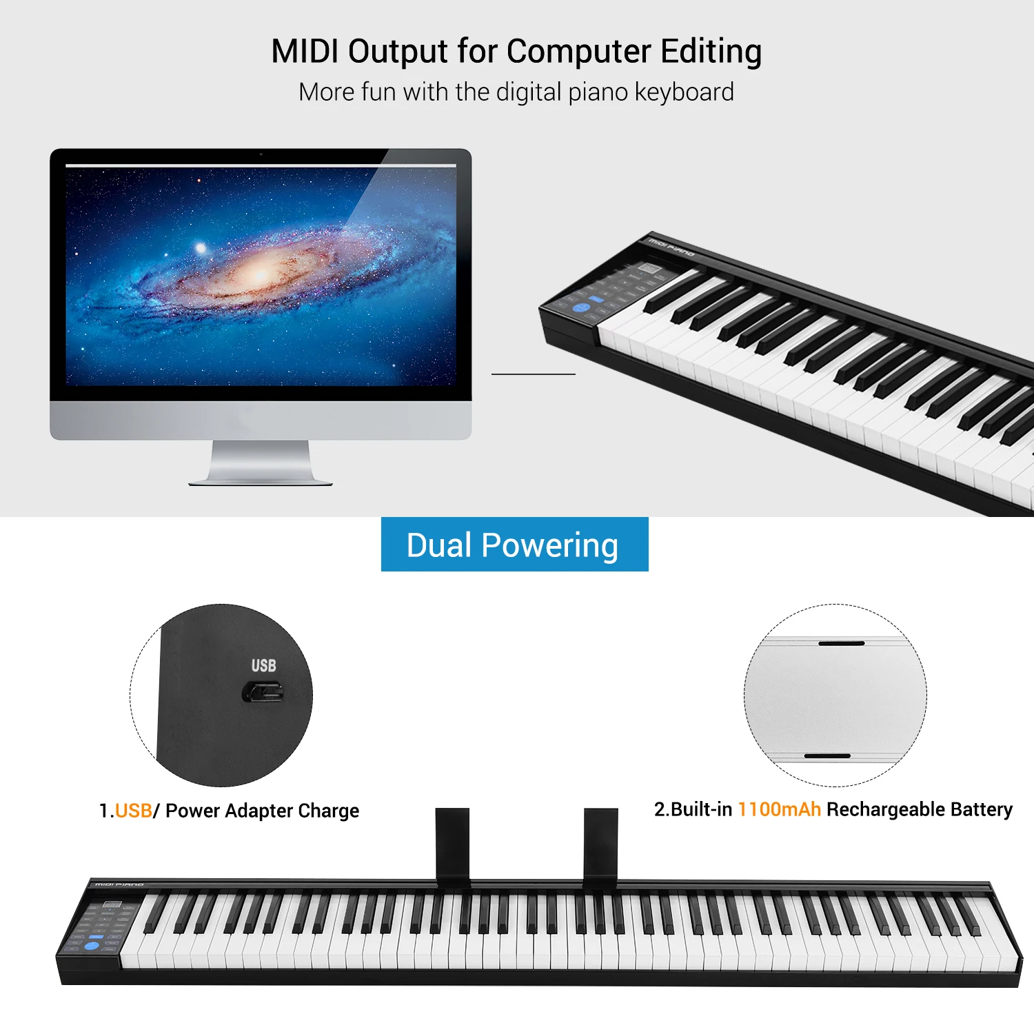 88 клавиш цифровая электронная фортепианная клавиатура MIDI выход с 400 тонами 80