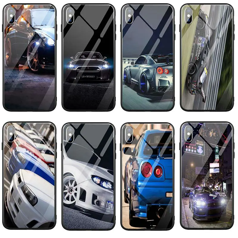 Телефонные чехлы Nissan Skyline Gtr R34 из закаленного стекла для iPhone X XR XS 11 Pro Max 10 7 5 5S SE 6 6S 8