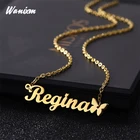 Ожерелье с подвеской бабочка женское на заказ, цепочка из нержавеющей стали под золото с именем, чокер, ювелирное изделие