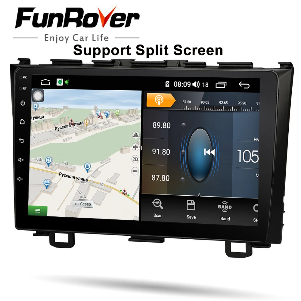 Funrover 2.5D + IPS Android 9 0 64 ГБ Автомобильный Радио GPS Видео плеер без DVD для Honda CRV CR-V 3 RE