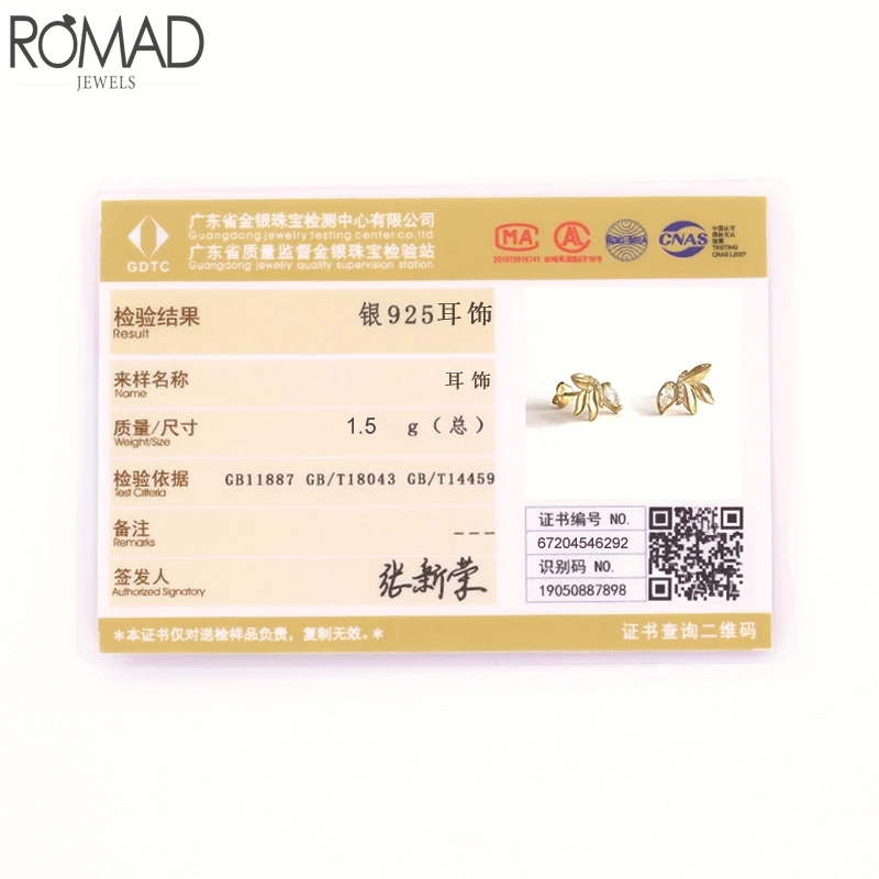 

Romad 925 Sterling Silver Stud Earrings Plant Olive Leaf Shape Zircon Crystal Earrings For Women Party Gifts Piercing Jewelry W4