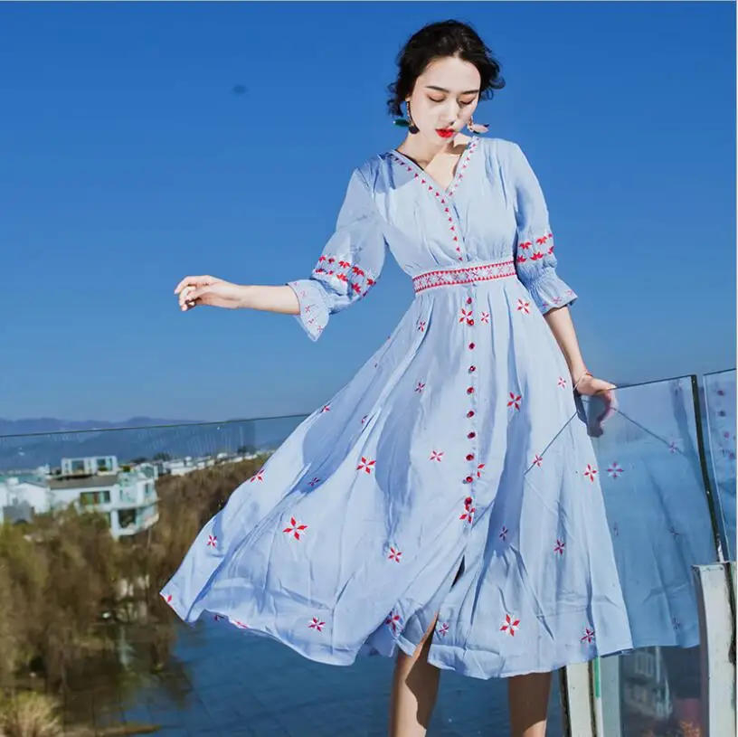 Женское летнее платье в стиле бохо сексуальное длинное с коротким рукавом и