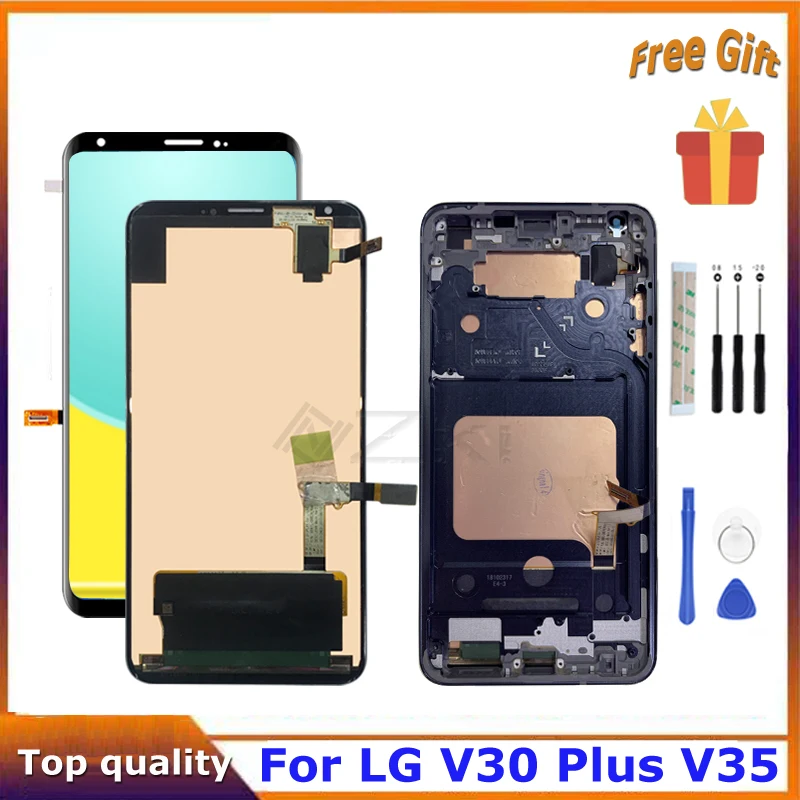 ЖК-дисплей 6,0 дюйма для LG V30 Plus, дигитайзер V30s, V35, H932, стекло с полной панелью, сенсорный экран в сборе, сменные детали с лентой