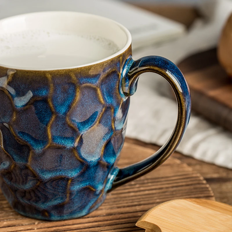 

CHANSHOVA Ceramic Bring spoon set coffee cup mug 350ml Personality Kiln change teacup China porcelain G023
