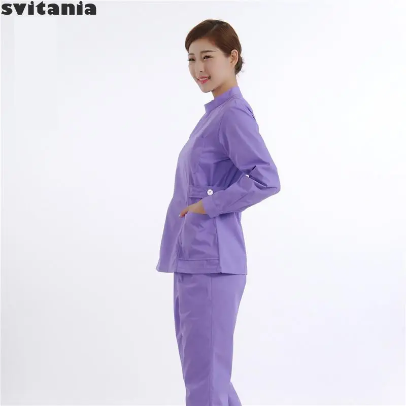 Платье медсестры свитания с длинным рукавом и воротником-стойкой платье