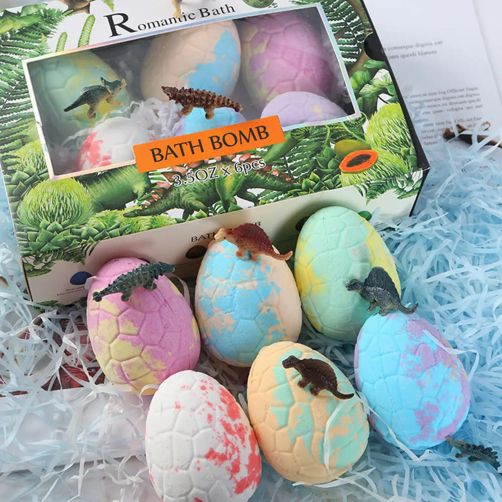 Bath Bombs For Kids With Toys Inside - Set Of 9 Colorful Egg Fizzies Dinosaur Surprise Safe Spa Balls Kit. |